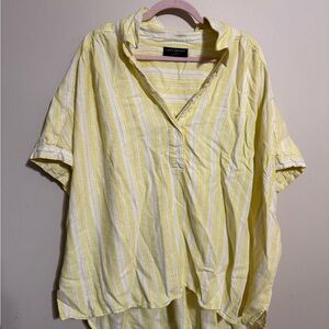 Lane Bryant Yellow Striped Casual Shirt